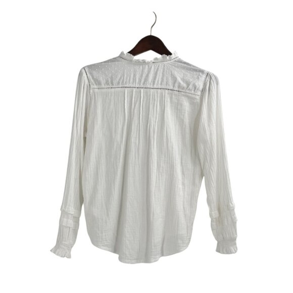 Quince Womens Small Peasant Blouse Long-Sleeve Organic Cotton White Cottagecore - Picture 2 of 8